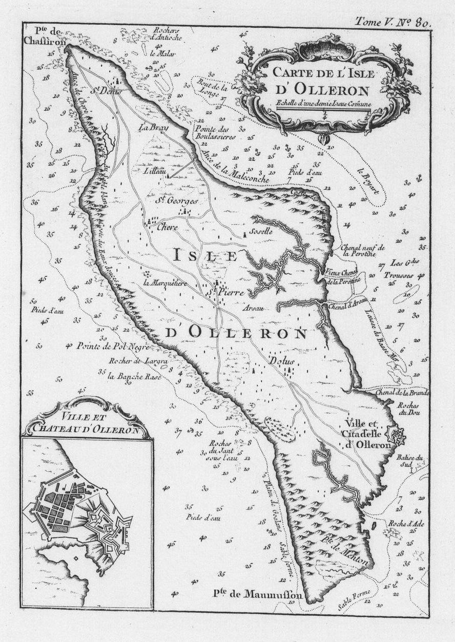 Carte de l'Isle d'Olleron par Jacques-Nicolas Bellin en 1764